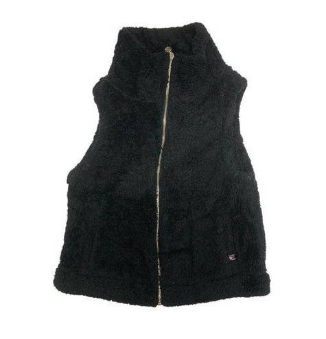 Tommy Hilfiger  Black Fuzzy Faux Fur Vest Size M Medium Black