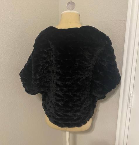 Betsey Johnson Black Faux Fur Shawl