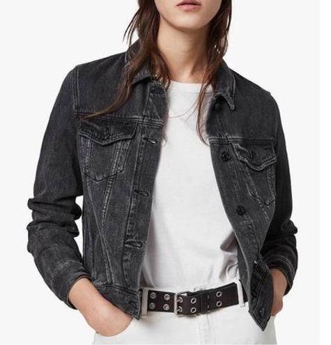 All Saints Black Denim Jacket in Size Larger