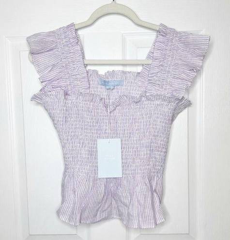 Hill House  Paz Nap Top Lilac Stripe 100% Linen XL