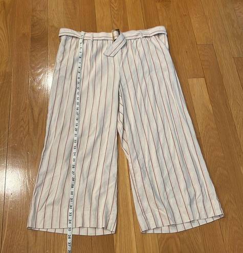 J.Jill  linen stretch Jenna striped belted wide leg crop pants size xlarge .