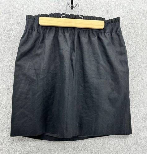 J.Crew  Women's Pull On Skirt Solid Black Size 8 A Line Pleated Re-Imagined Linen