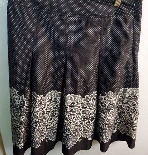 Talbots  size 6 petite skirt black with white polkadots and white print on bottom