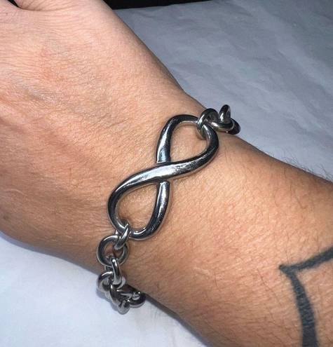 infinity Stainless Steel Gunmetal Tone Chunky Chain  Sign Bracelet