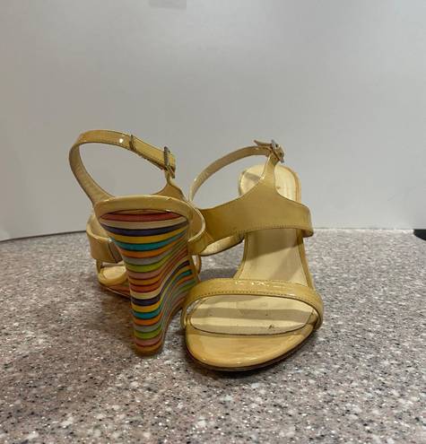 Kate Spade Clume Beige Patent Rainbow Wedges