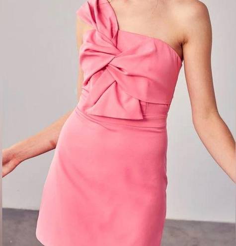 DO+BE Light Pink Tied Knot Bow One Shoulder Mini Dress Semi Formal