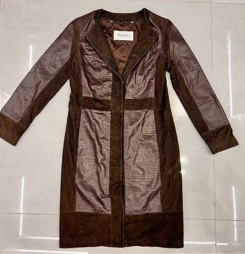 Max Mara  leather and suede mix long Coat