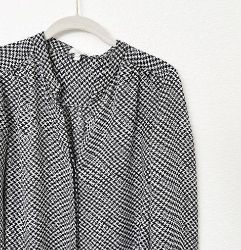 Joie [] Black White Houndstooth Split Neck Button Down Shirt Casual Size Small S