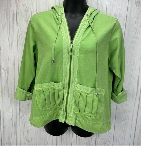 Coldwater Creek  green lightweight rolled sleeve zip up sweatshirt size 1X