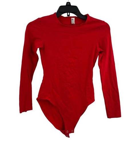 American Apparel  Red Long Sleeve Bodysuit Size Medium