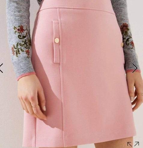 The Loft  Plus Size 16 Pink Shift Skirt Gold Buttons Barbie Academia Preppy NEW