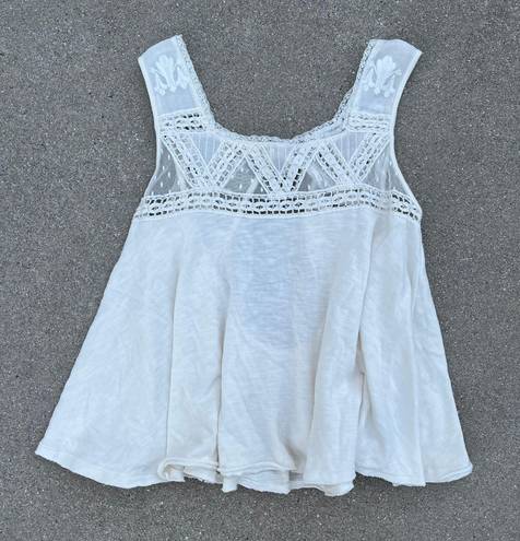 Free People White Lace Tank Top