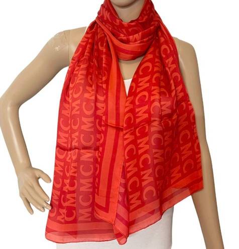 MCM  Silk Logo Ruby Red Summer Scarf Shawl