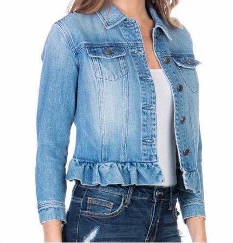 Cello  Ruffle Hem Denim Jean Jacket | S