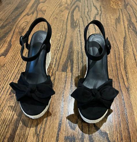 Black Bow Wedges Size 8