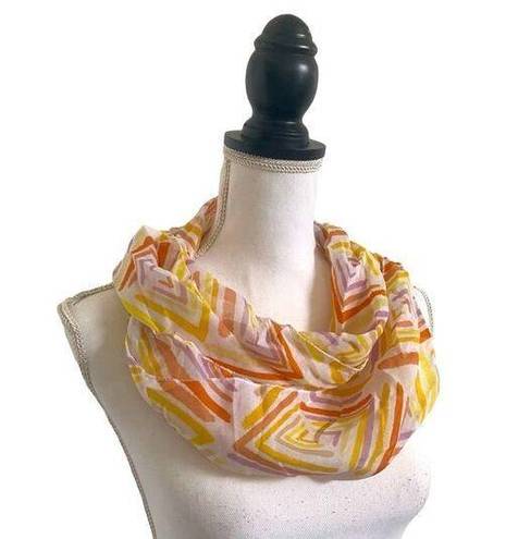 infinity  Style Fashion Scarf White Yellow Pink Diamond Shape Tribal Print OSFM