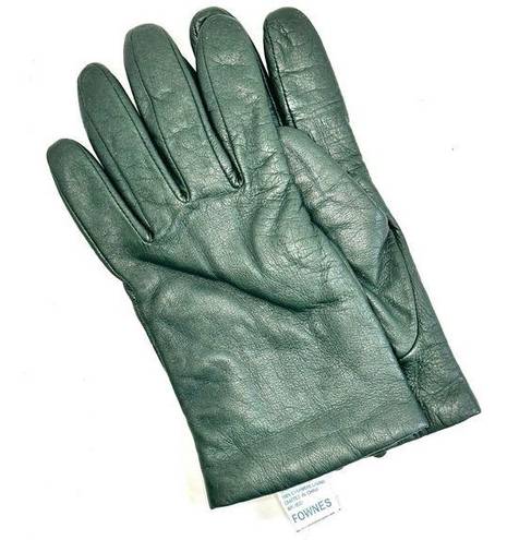 Vintage Fownes Green Leather Cashmere Lined Gloves Size 8