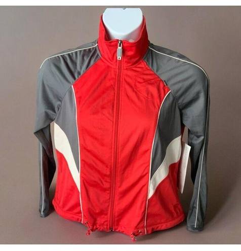 Oleg Cassini  Sport Red Track Jacket Womens Petite Lightweight Zip Cotton New PL