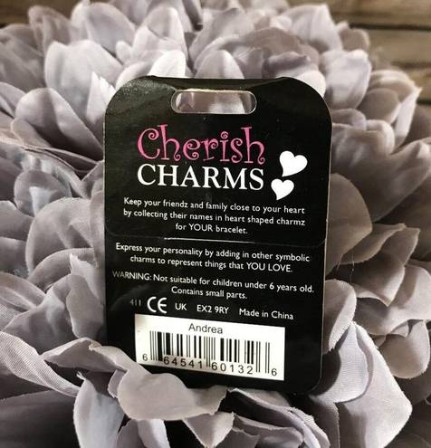 Cherish  Charms ANDREA Name Bracelet Charm NEW NWT Silvertone Silver Tone