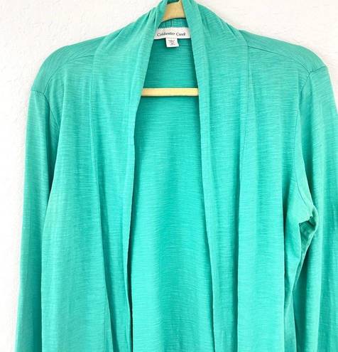 Coldwater Creek  Women's Open Front Green Cotton Cardigan Size M