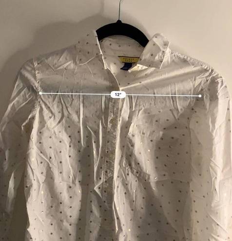 Prince And Fox  White With Gold Dots Long Sleeve Button Up Shirt Size S