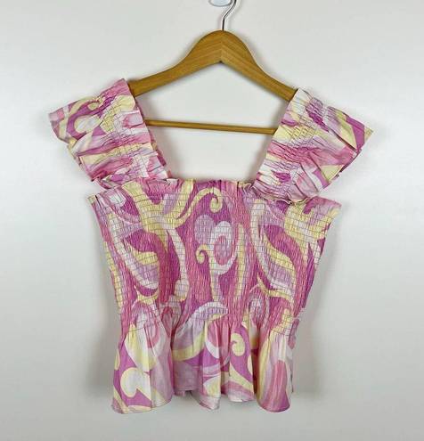 Hill House NWT  The Paz Top Linen in Candy Kaleidoscope