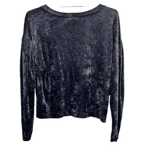 We The Free  People Milan Crushed Velvet Top Gray Size M Long Sleeve Loose Fit