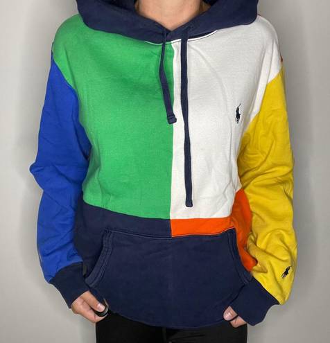 Polo Ralph Lauren Multi Colored Colorblock Hooded Sweatshirt Size M