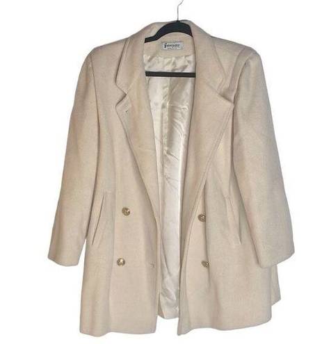 70s Vintage Ivory Wool Forecaster Coat military naval style double breasted Med