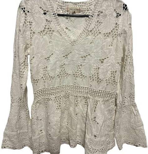 Luna  moon bohemian Gypsy white
lace flower floral top size small