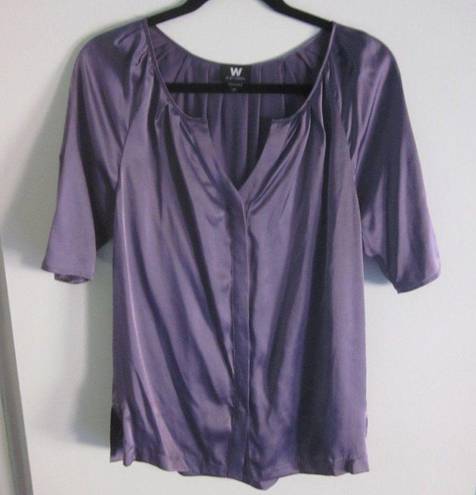 W By Worth Silk Worth Top Womans Purple Silk Blouse LP