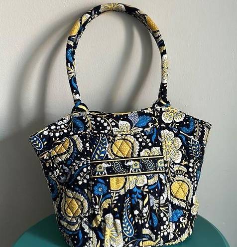 Vera Bradley  Eloise Ellie Blue Yellow Paisley Elephant Quilted Satchel Bag