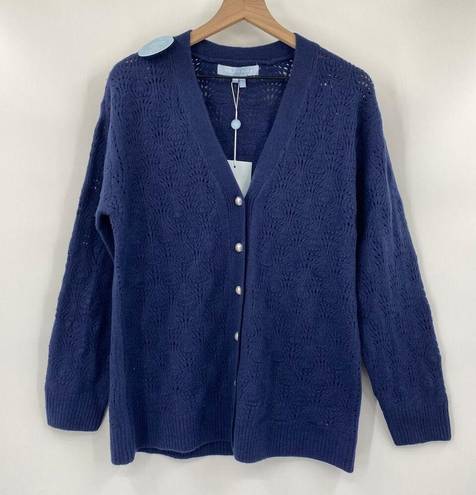 Hill House  The Simple Cardigan Grandpa Sweater Merino Wool Knit Blue NEW XS