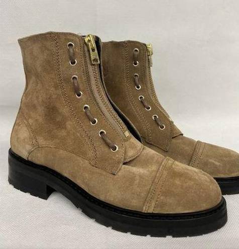 ALLSAINTS NEW  zip boot Ariel suede faux lace up Boot Shoe Brown Sz 39 , US 8.5-9