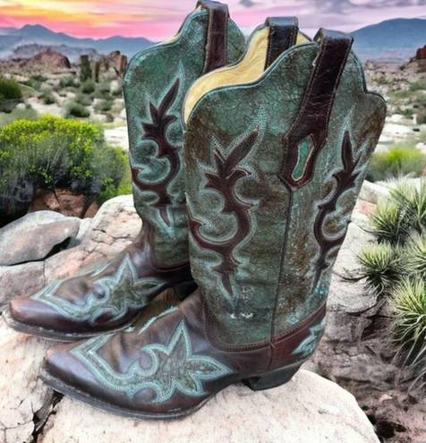 Corral Turquoise Inlay Leather Cowboy Boots