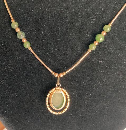 GF Jade pendant necklace marked 1/20 12K  SORRENTO