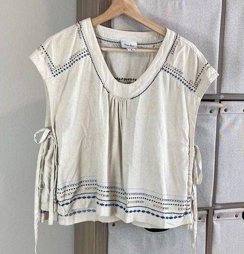 Steven Alan  embroidered bohemian silk knit blouse