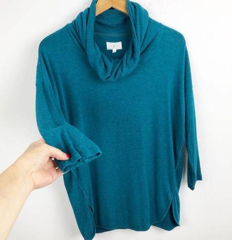 Lou & grey  Teal Blue Cowl Neck Super Soft comfy Light Weight Pullover Sweater S