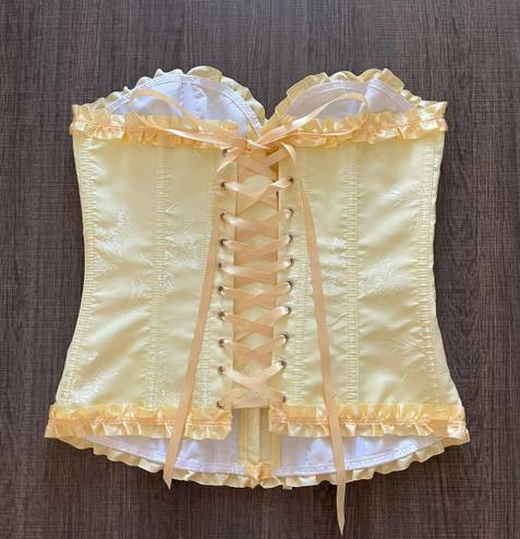 YELLOW LACE UP CORSET Size M