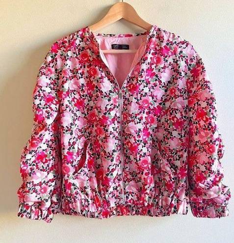 ZARA  Floral Bomber Jacket Womens‎ Size M Pink floral bomber Jacket Full Zip Up