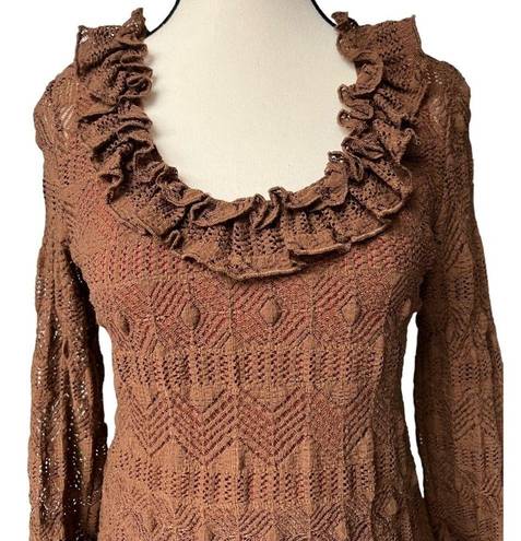 Oscar de la Renta Vintage OSCAR  Mesh Lace Ruffle Top