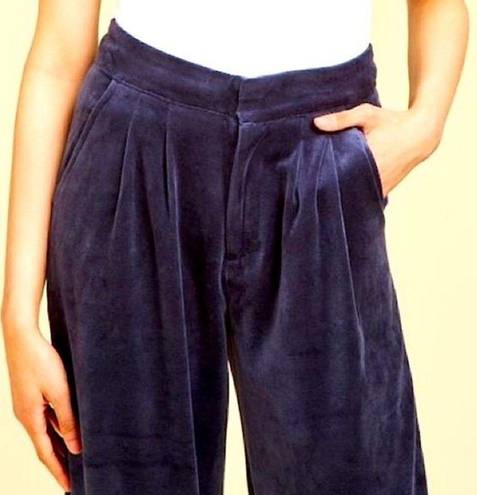 Juicy Couture NWT  Black Label Regal Blue Velour Cropped Wide Leg Pants Size M