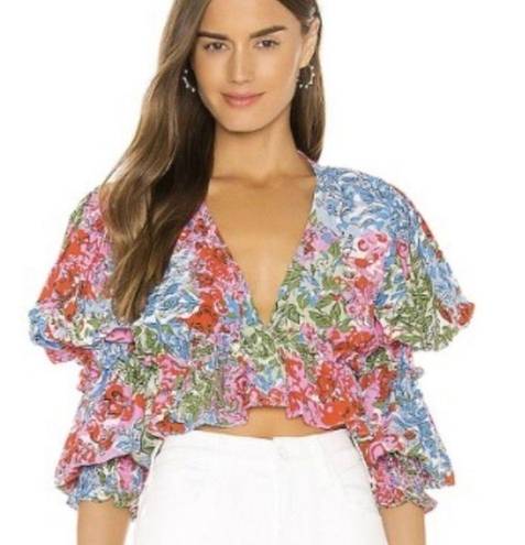 In Bloom S/W/F Revolve Nova Crop Long Sleeve Top  Floral Small