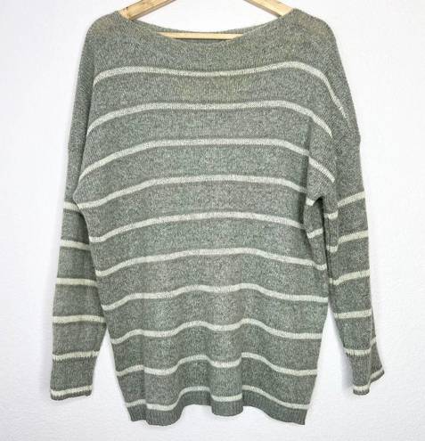 ALLSAINTS  Misty Crewneck Striped Pullover Sweater In Light Gray/Chalk White