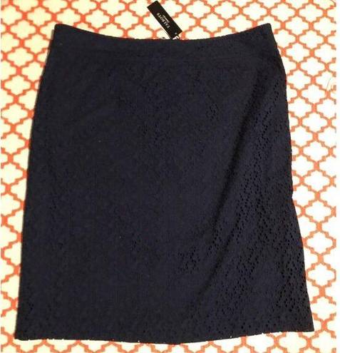 Talbots  Woman Navy Blue Eyelet Skirt Womens 16 100% Cotton Zip At Back￼ G2