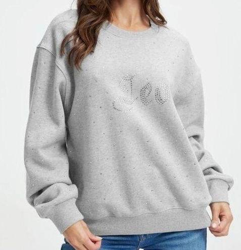 Good American  Leo Jeweled Sweatshirt Grey