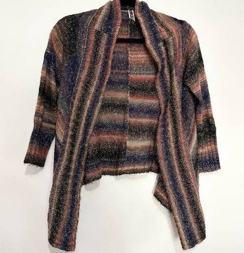 BKE  cardigan open front stripes colorful size medium raime blend