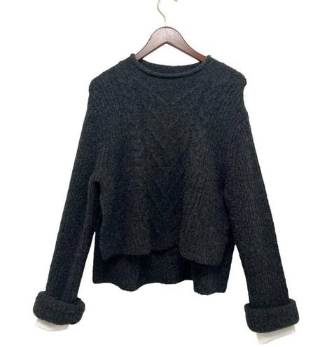 ALLSAINTS  Kalk Gray Layered-Look Sweater Cropped Cable Knit Women’s Size S