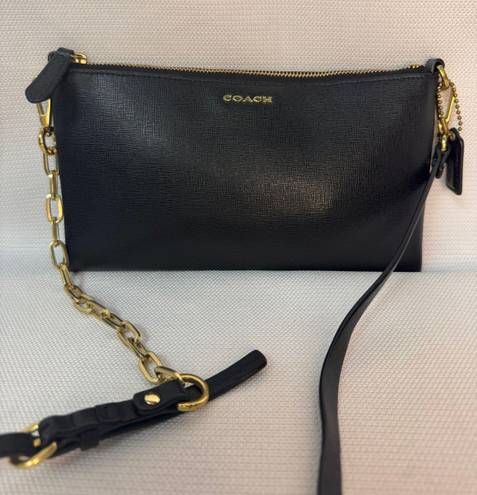 coach black crossbody with gold chain