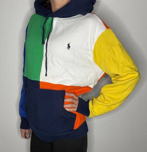 Polo Ralph Lauren Multi Colored Colorblock Hooded Sweatshirt Size M